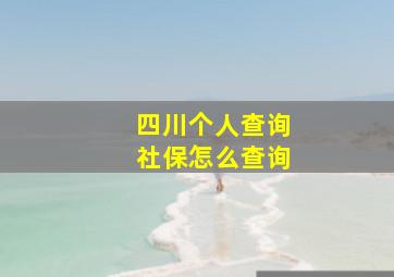 四川个人查询社保怎么查询