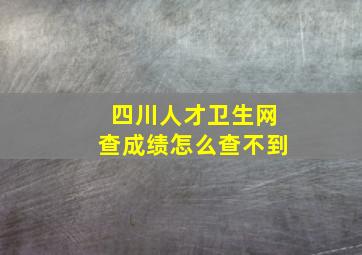 四川人才卫生网查成绩怎么查不到