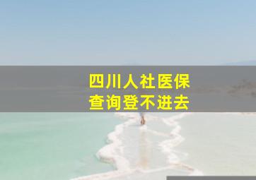 四川人社医保查询登不进去