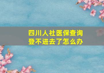 四川人社医保查询登不进去了怎么办