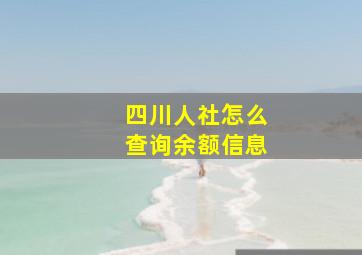 四川人社怎么查询余额信息