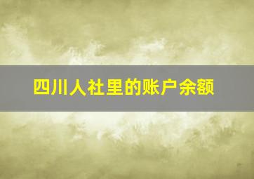 四川人社里的账户余额