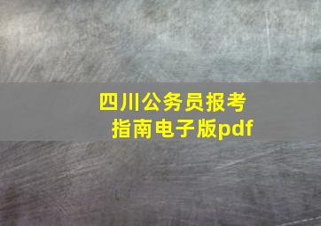 四川公务员报考指南电子版pdf