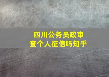 四川公务员政审查个人征信吗知乎