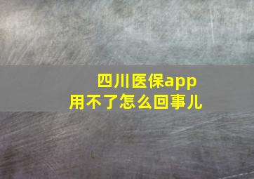 四川医保app用不了怎么回事儿