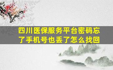 四川医保服务平台密码忘了手机号也丢了怎么找回