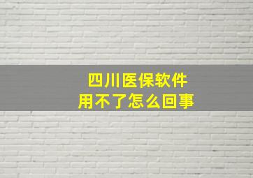 四川医保软件用不了怎么回事