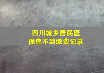 四川城乡居民医保查不到缴费记录