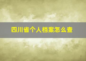 四川省个人档案怎么查