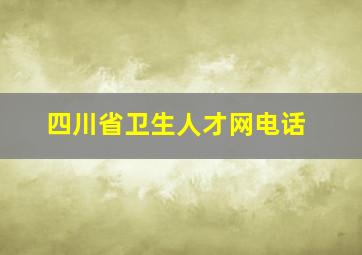 四川省卫生人才网电话