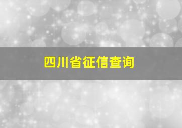 四川省征信查询