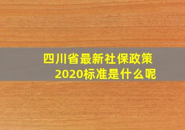 四川省最新社保政策2020标准是什么呢