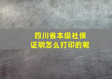 四川省本级社保证明怎么打印的呢