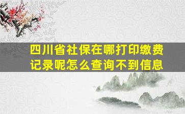 四川省社保在哪打印缴费记录呢怎么查询不到信息