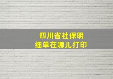 四川省社保明细单在哪儿打印