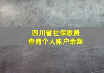 四川省社保缴费查询个人账户余额