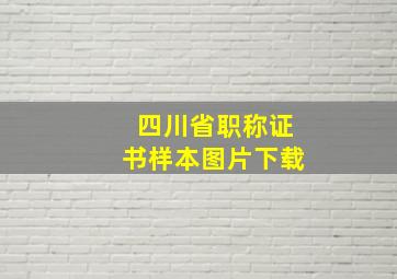 四川省职称证书样本图片下载