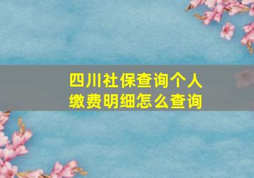 四川社保查询个人缴费明细怎么查询