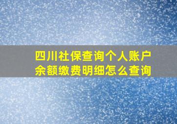 四川社保查询个人账户余额缴费明细怎么查询