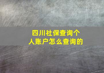 四川社保查询个人账户怎么查询的