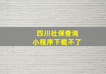 四川社保查询小程序下载不了