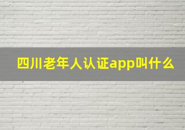 四川老年人认证app叫什么