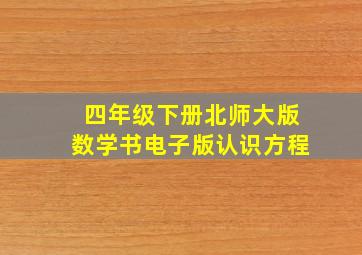 四年级下册北师大版数学书电子版认识方程