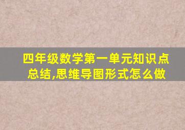 四年级数学第一单元知识点总结,思维导图形式怎么做