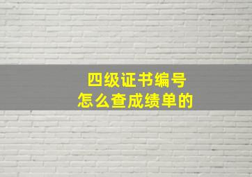 四级证书编号怎么查成绩单的