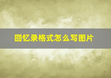 回忆录格式怎么写图片