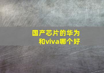 国产芯片的华为和viva哪个好