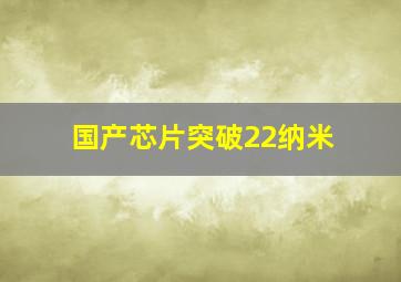 国产芯片突破22纳米