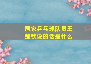 国家乒乓球队员王楚钦说的话是什么