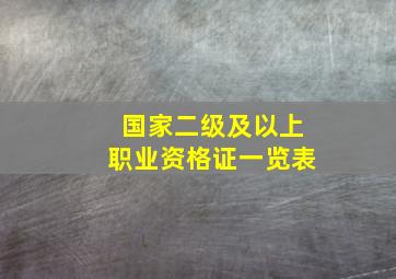 国家二级及以上职业资格证一览表