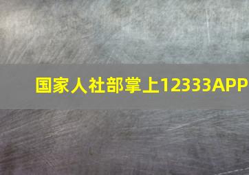 国家人社部掌上12333APP