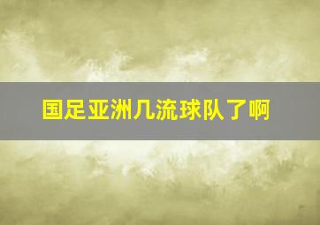 国足亚洲几流球队了啊