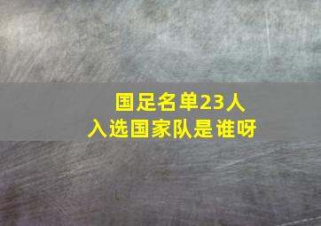 国足名单23人入选国家队是谁呀