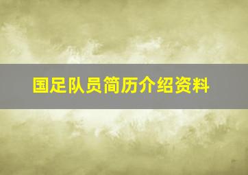 国足队员简历介绍资料