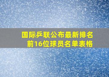 国际乒联公布最新排名前16位球员名单表格