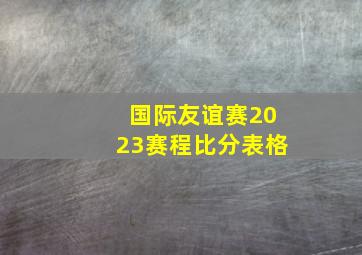 国际友谊赛2023赛程比分表格