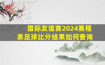 国际友谊赛2024赛程表足球比分结果如何查询