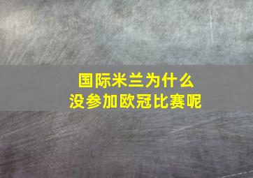 国际米兰为什么没参加欧冠比赛呢