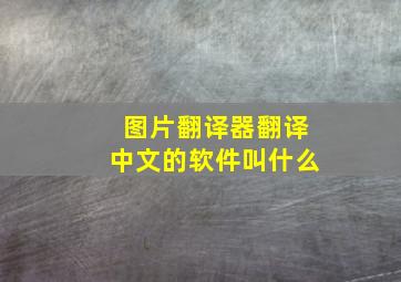 图片翻译器翻译中文的软件叫什么