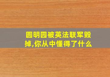 圆明园被英法联军毁掉,你从中懂得了什么