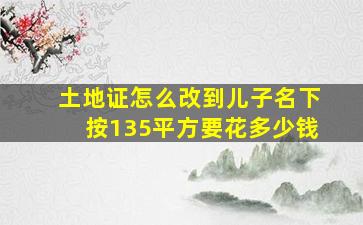 土地证怎么改到儿子名下按135平方要花多少钱