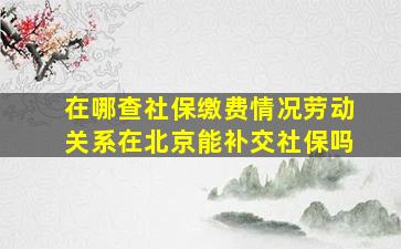 在哪查社保缴费情况劳动关系在北京能补交社保吗