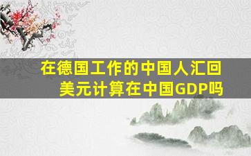 在德国工作的中国人汇回美元计算在中国GDP吗