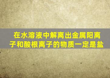 在水溶液中解离出金属阳离子和酸根离子的物质一定是盐