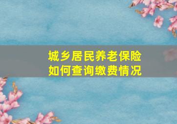 城乡居民养老保险如何查询缴费情况