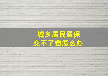 城乡居民医保交不了费怎么办